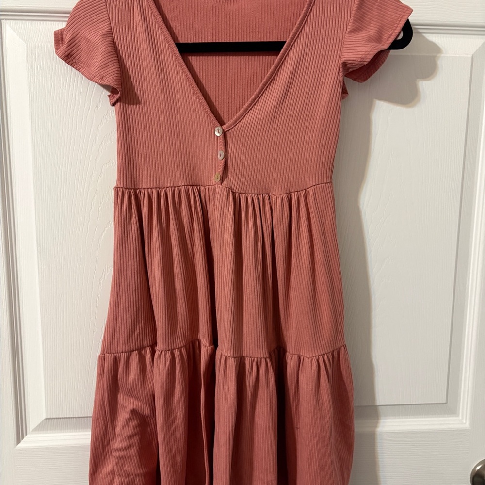 See You Monday Ribbed Pink Dress